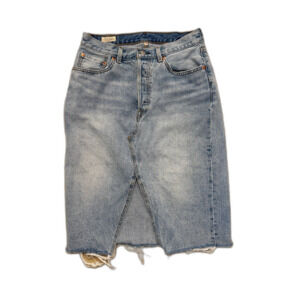 Levi’s High-Waisted Denim Pencil Skirt 28in/6 Raw Hem Front Slit Y2K Vintage